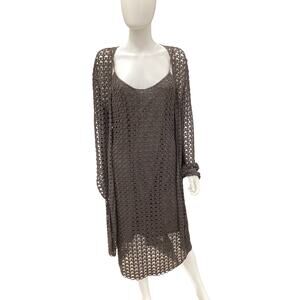 NWT VTG Anne Klein 2 Piece Set Women’s Size M Dress +Cover Up Large Knit Crochet